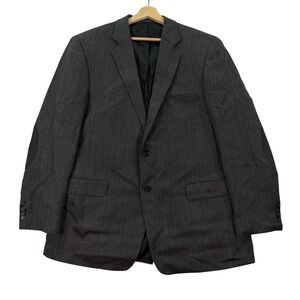 Stafford Mens 46L Blazer Jacket Charcoal Grey Wool Herringbone Elbow Patch Coat